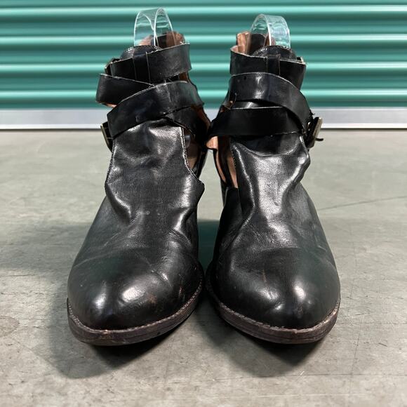 Jeffrey Campbell US 9.5 Everwell Ibiza Brown Leather Cutout Ankle Boots Shoes - Picture 5 of 13